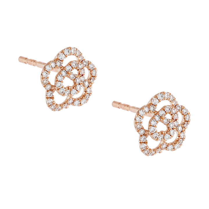  Diamond Rose Flower Stud Earring 14K - Adina Eden's Jewels