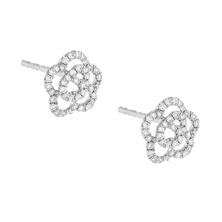  Diamond Rose Flower Stud Earring 14K - Adina Eden's Jewels