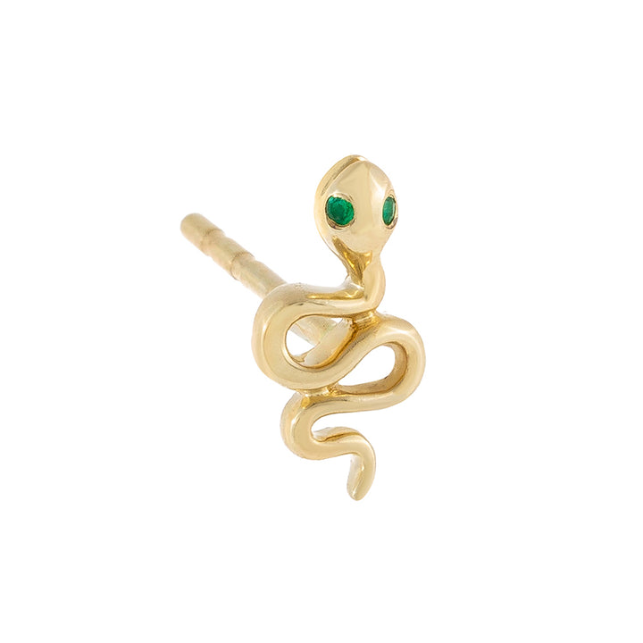 14K Gold / Single Diamond Snake Stud Earring 14K - Adina Eden's Jewels