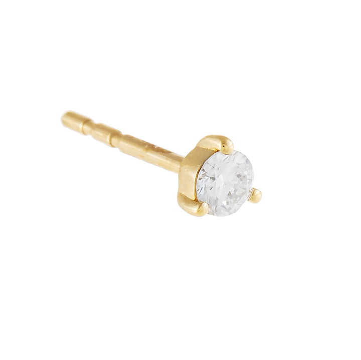 14K Gold / Single Diamond Solitaire Stud Earring 14K - Adina Eden's Jewels