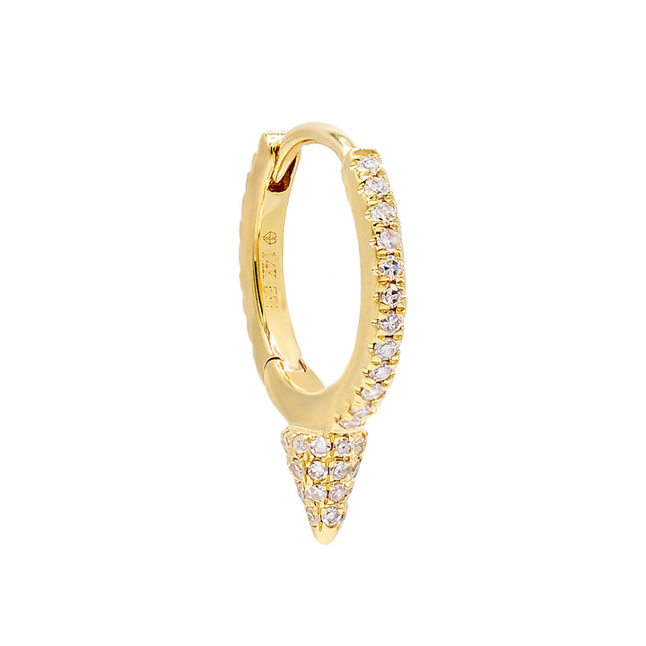 14K Gold / Single Diamond Spike Huggie Earring 14K - Adina Eden's Jewels