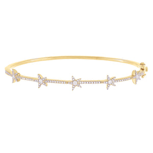 14K Gold Diamond Stars Bangle 14K - Adina Eden's Jewels