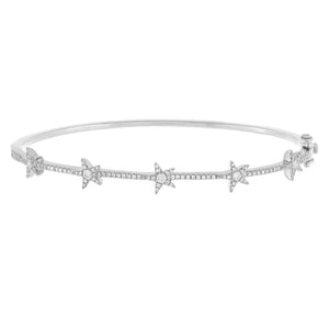 14K White Gold Diamond Stars Bangle 14K - Adina Eden's Jewels