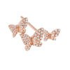 14K Rose Gold / Single Diamond Triple Butterfly Stud Earring 14K - Adina Eden's Jewels