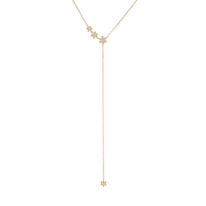 14K Gold Diamond Triple Flower Lariat 14K - Adina Eden's Jewels
