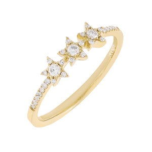 14K Gold / 6.5 Diamond Triple Star Ring 14K - Adina Eden's Jewels