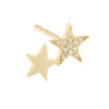 14K Gold / Single Diamond X Solid Double Star Stud Earring 14K - Adina Eden's Jewels