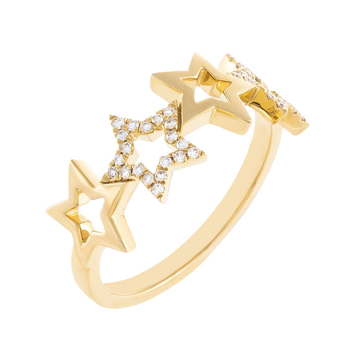 14K Gold / 6.5 Diamond X Solid Open Star Ring 14K - Adina Eden's Jewels