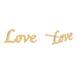 14K Gold / Pair Love Stud Earring 14K - Adina Eden's Jewels