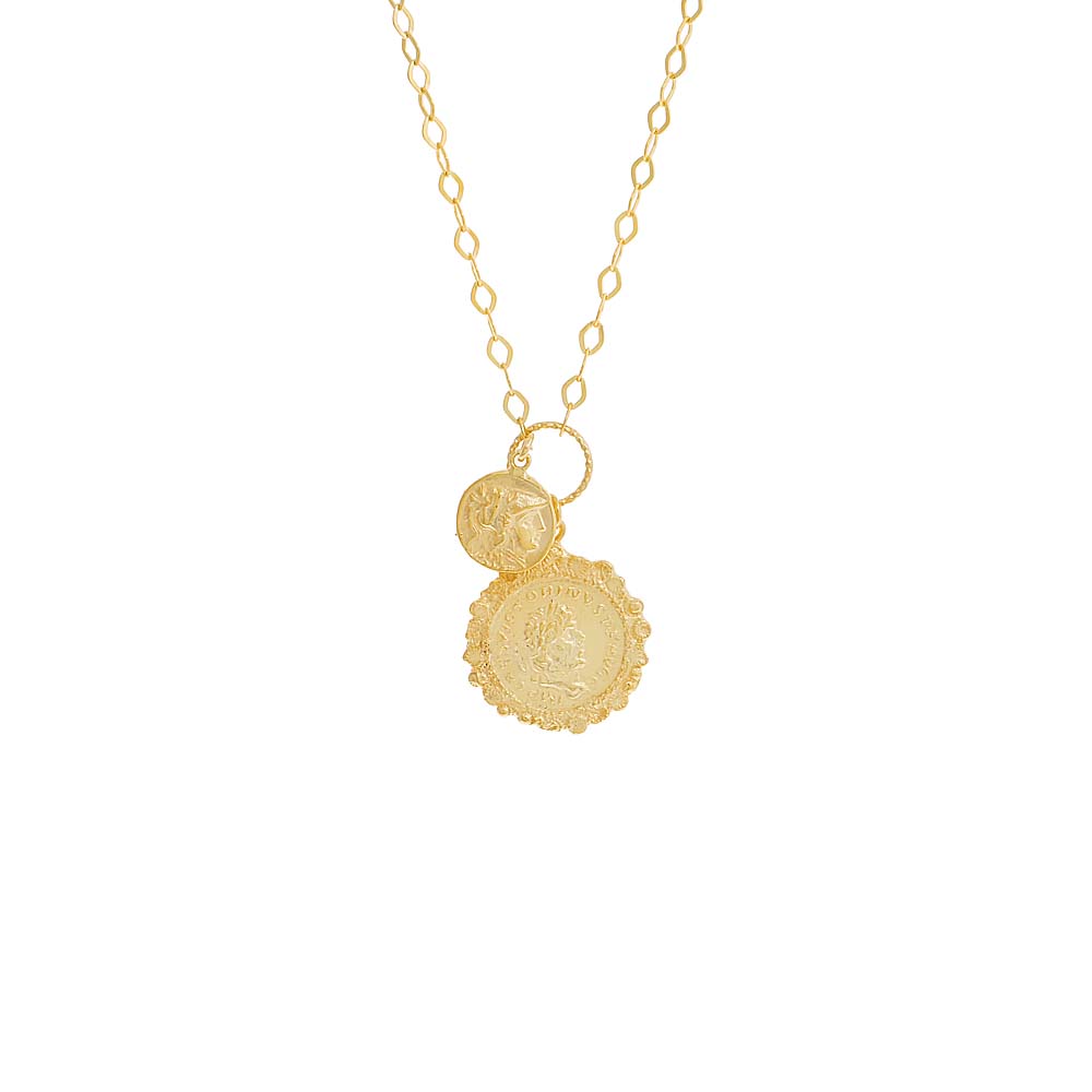 Gold Double Coin Necklace Adina Eden Jewels