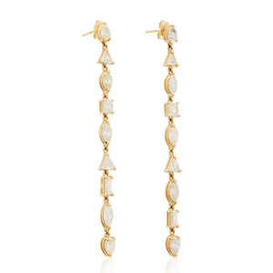 Gold Multishape CZ Drop Stud Earring - Adina Eden's Jewels