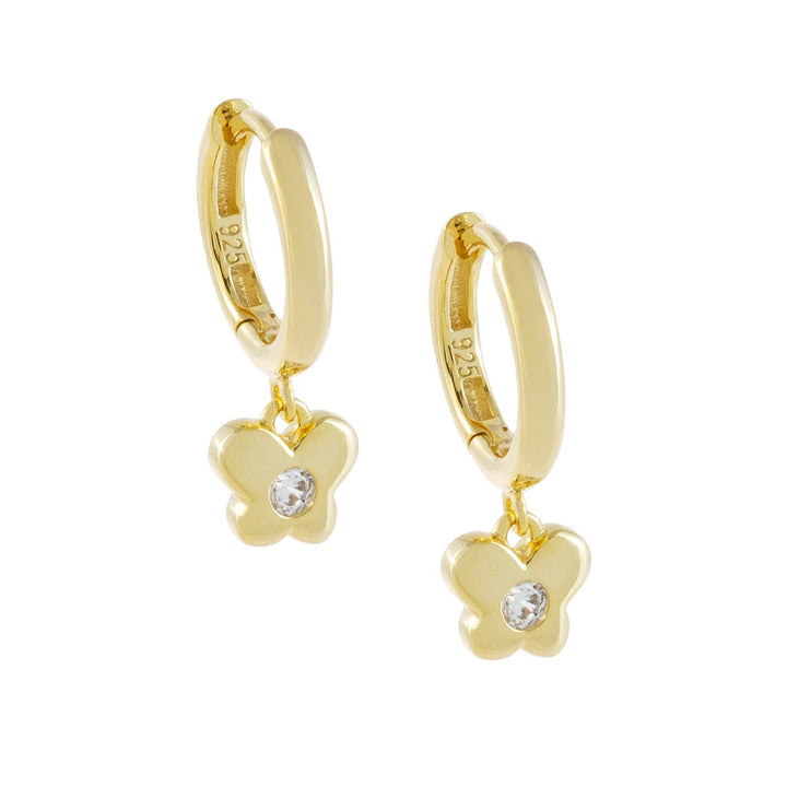 Gold CZ Bezel Butterfly Huggie Earring - Adina Eden's Jewels