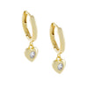 Gold CZ Bezel Heart Huggie Earring - Adina Eden's Jewels