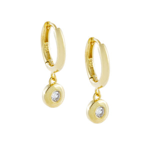 Gold CZ Mini Bezel Huggie Earring - Adina Eden's Jewels
