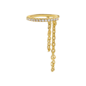 Gold / Single Pavé Chain Ear Cuff - Adina Eden's Jewels