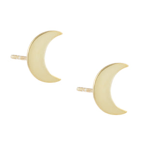 Gold Solid Crescent Stud Earring - Adina Eden's Jewels