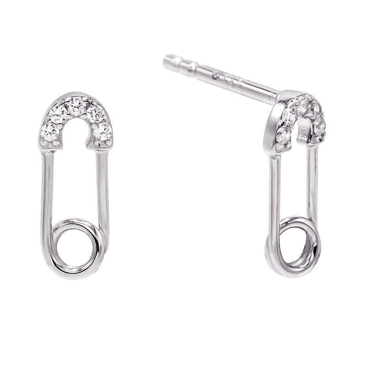 Silver Extra Small Safety Pin Stud Earring - Adina Eden's Jewels