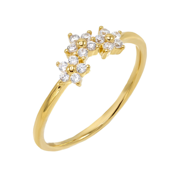 Gold / 8 CZ Flower Cluster Ring - Adina Eden's Jewels