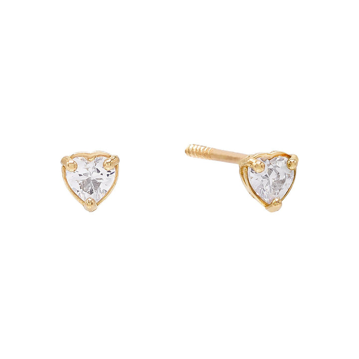14K Gold Mini Heart CZ Stud Earring 14K - Adina Eden's Jewels