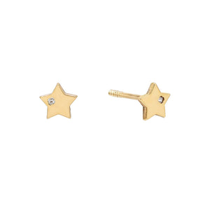 14K Gold Mini Solid CZ Star Stud Earring 14K - Adina Eden's Jewels