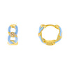Light Blue CZ Enamel Link Hoop Earring - Adina Eden's Jewels