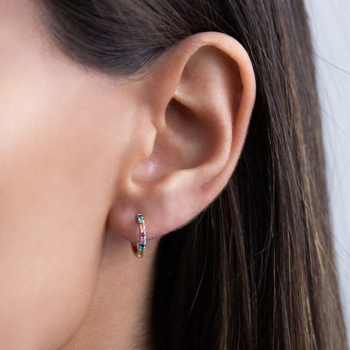  Diamond Rainbow Huggie Earring 14K - Adina Eden's Jewels