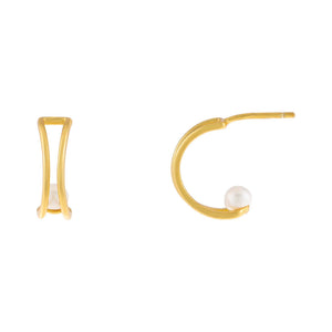 Pearl White Pearl Double Row Hoop Earring - Adina Eden's Jewels