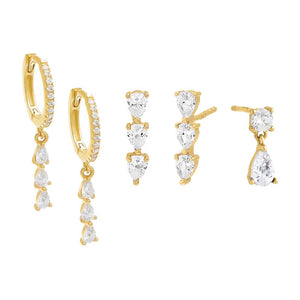 Gold Teardrop Lover Earring Combo Set - Adina Eden's Jewels
