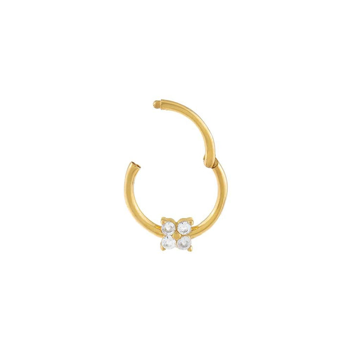  CZ Flower Cartilage Huggie Earring 14K - Adina Eden's Jewels