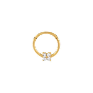 14K Gold CZ Flower Cartilage Huggie Earring 14K - Adina Eden's Jewels