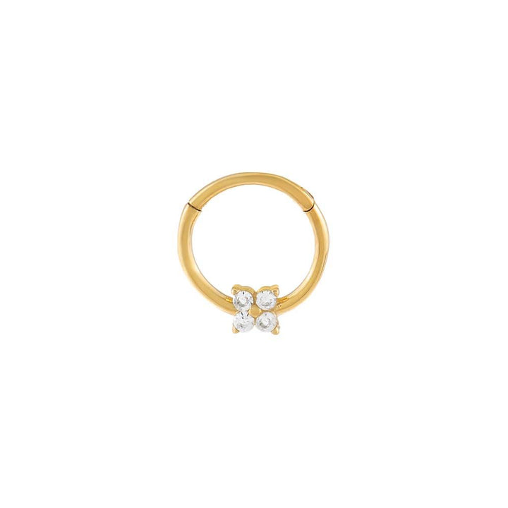 14K Gold CZ Flower Cartilage Huggie Earring 14K - Adina Eden's Jewels