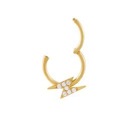  CZ Lightning Cartilage Huggie Earring 14K - Adina Eden's Jewels