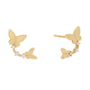14K Gold / Pair CZ Butterfly Stud Earring 14K - Adina Eden's Jewels