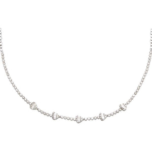 14K White Gold Heart Diamond Tennis Choker 14K - Adina Eden's Jewels