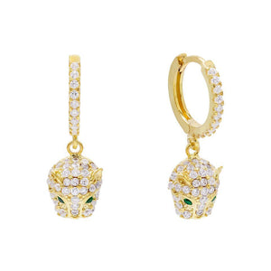 Emerald Green Pavé Panther Huggie Earring - Adina Eden's Jewels