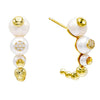 Gold Three Pearl Hoop Earring - Adina Eden's Jewels