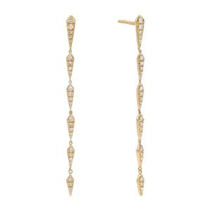14K Gold Diamond Multi Bar Drop Stud Earring 14K - Adina Eden's Jewels