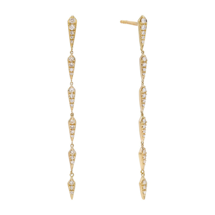 14K Gold Diamond Multi Bar Drop Stud Earring 14K - Adina Eden's Jewels