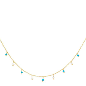 Turquoise Pearl & Turquoise Bead Necklace - Adina Eden's Jewels