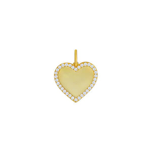 Gold Pave Outlined Heart Necklace Charm - Adina Eden's Jewels