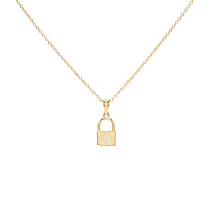 Gold / Engraved Engraved Mini Lock Necklace - Adina Eden's Jewels