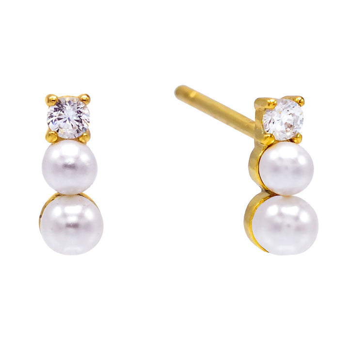 Pearl White Layered Pearls Stud Earring - Adina Eden's Jewels