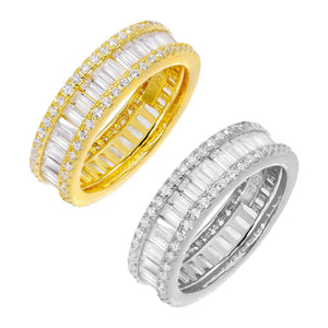Combo / 8 Two-Tone Round X Baguette Eternity Band Combo Set - Adina Eden's Jewels