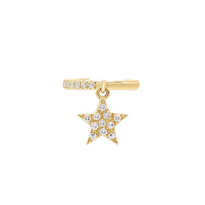 14K Gold Diamond Star Dangle Ear Cuff 14K - Adina Eden's Jewels