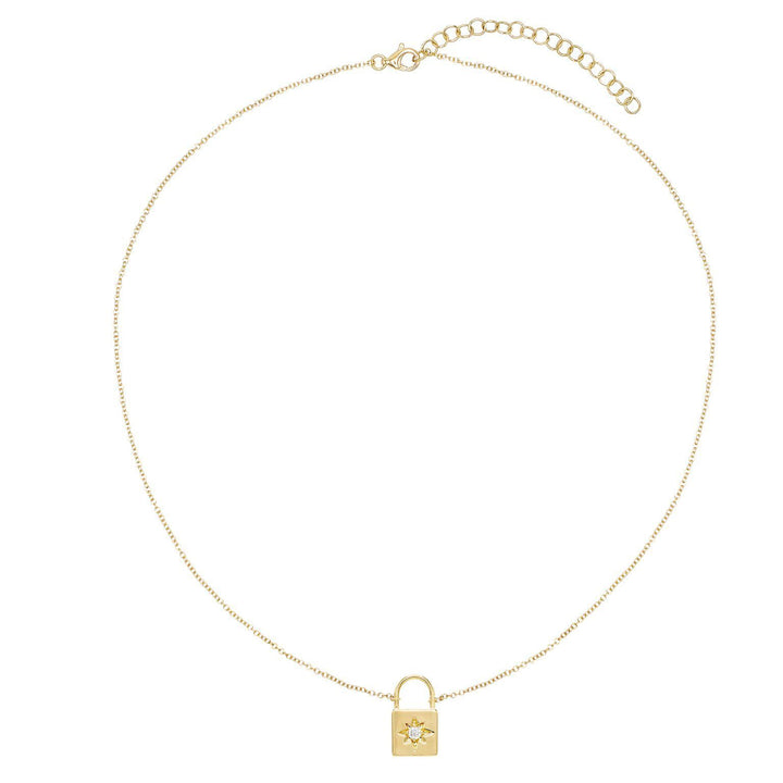  Diamond Starburst Lock Necklace 14K - Adina Eden's Jewels