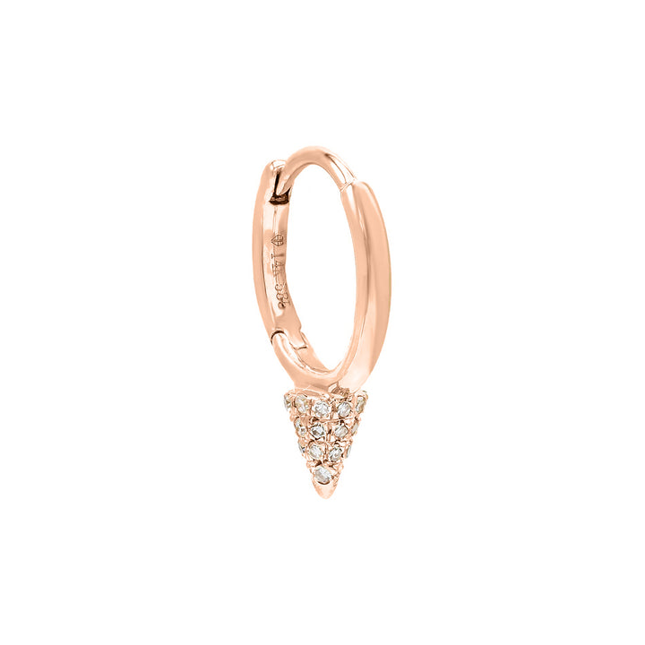 14K Rose Gold / Single Diamond Point Huggie Earring 14K - Adina Eden's Jewels