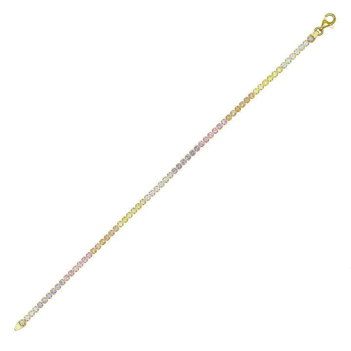 Gold Pastel Rainbow Tennis Bracelet - Adina Eden's Jewels
