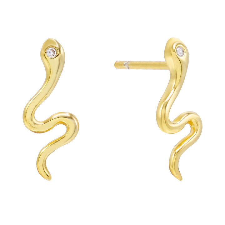 Gold Serpent Stud Earring - Adina Eden's Jewels
