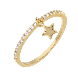 Gold / 6 Dangle Star Pavé Ring - Adina Eden's Jewels