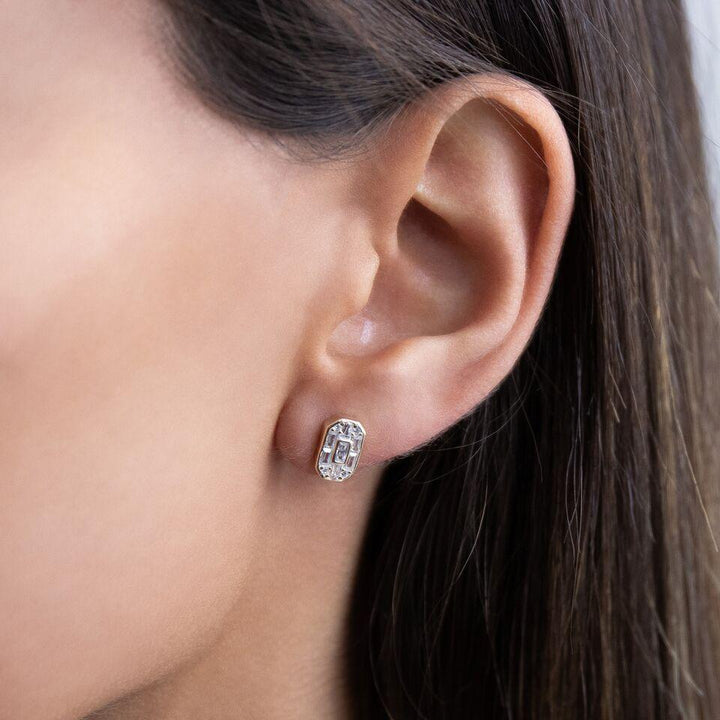  Baguette Stone Stud Earring - Adina Eden's Jewels